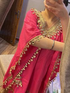 Set Hot Pink khulla kaftan pant