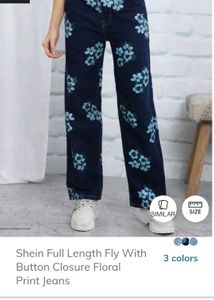 Blue Floral Print Denim jeans
