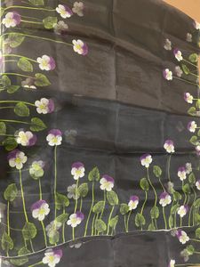 Organza Black Floral Saree