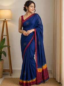 Elegant Blue Cotton Saree