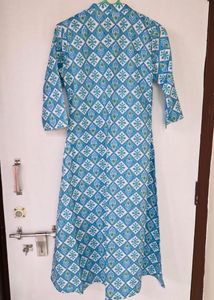 Blue A Line Slit Kurta With Pant (Set Of 2)