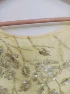 Elegant Yellow Embroidered Sleeveless Blouse