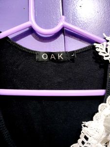 Black Lace Flower Applique Top