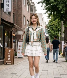 Green Cute Plaid Shirt With Front Tie ✨