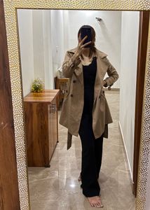DOUBLE BREASTED TAN KHAKI  TRENCH COAT