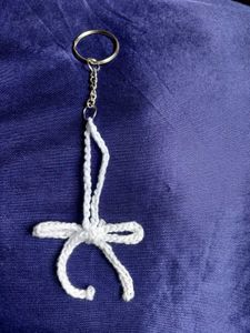 Crochet Ribbon bow bag charm and keychain