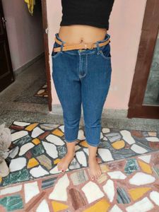 Signature Fit Blue Capri Denim Jeans -  (Waist 34