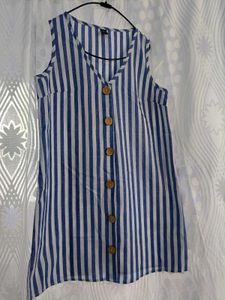 Blue & White Striped Button-Up Dress