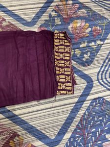 purple unstitched suit with Dupatta