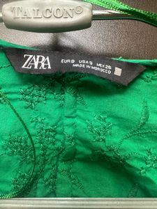 Zara Green Floral Tie-Front Blouse
