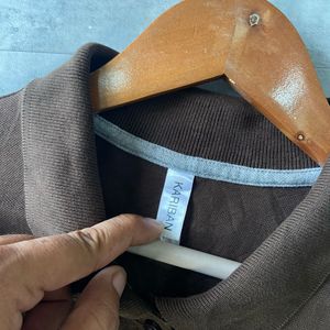 Men's Brown Long Sleeve Polo Shirt