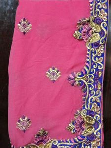 Pink Embroidered Saree
