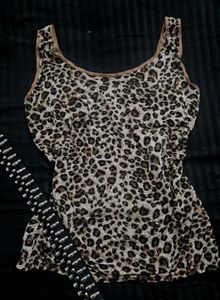 Vintage Y2K Leopard Print V-Neck Tank Top