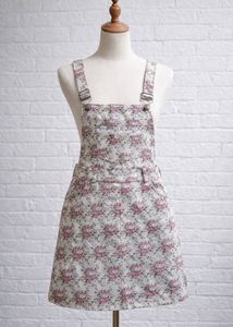 Floral Print Denim Pinafore Dress