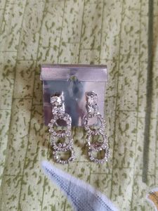 Stone and Oxidised Earring
