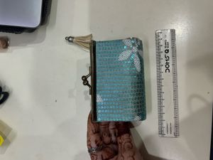 COMBO Teal Shoulder Bag+Sequin Clutch+Charm
