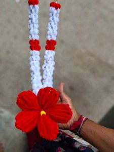 Handmade Red & White Flower Garland
