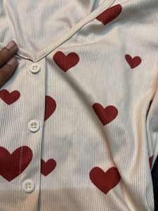Heart Print V-Neck Top