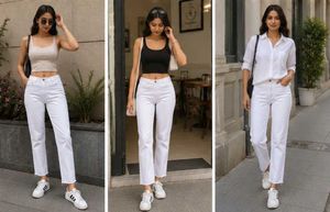 White Stretch Straight-Fit Jeans