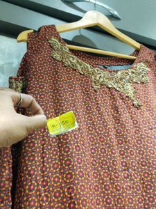 Elegant Printed Kurta gown with Cold Shoulder