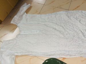 White Textured Kurta