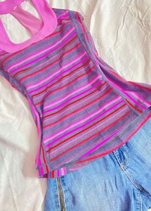 Striped Halter Neck Top