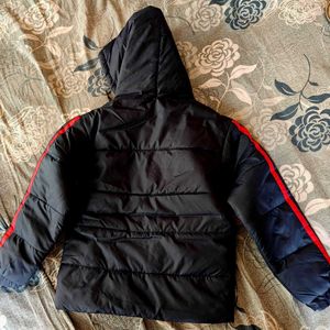 Kids Navy Puffer Jacket with Red Stripes