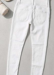 High-Waisted White Skinny Jeans