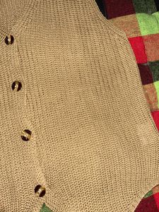 Tan Knit Button-Up Vest