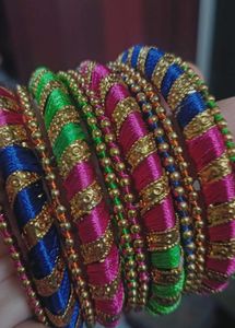 Silver and Multi Colour Bangle Set Of 2