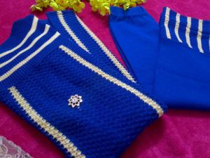 Elegant Blue Knitted Suit