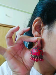 Red Jhumka Earrings