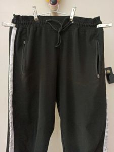 2psc Premium Unisex Black Mesh-Panel Track Pants