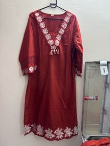Elegant Rust Kurta Set with Dupatta