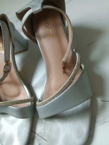 Elegant Silver Heeled Sandals
