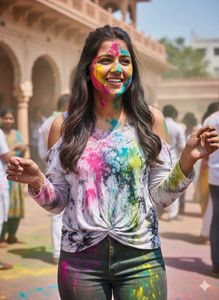 Tie Dye Cold Shoulder Long Sleeve Top for Holi