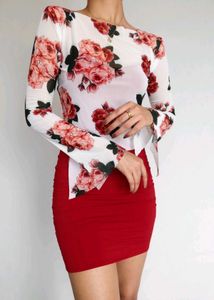 Diamond Lady Rose Mesh Top with Bell Sleeves
