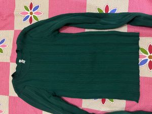 Green Textured Long Sleeve Top