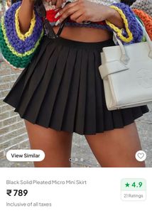 Black Pleated Mini Skirt
