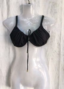 I. Black Ruched Bikini Top