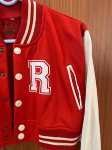 Varsity Cropped Jacket - Red
