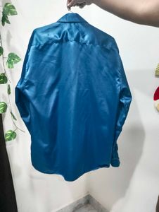 Men's Blue Satin Formal Shirt