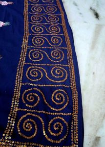 Embroidered Navy Blue Kurta