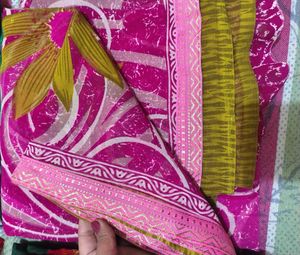 Pink Floral Saree with Blouse