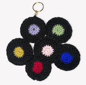 Crocheted Vinyl Record Keychain🎸 only one