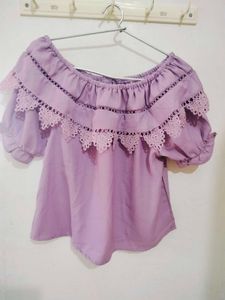 Cute Lavender Off-Shoulder Top