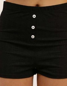 Shein High Rise Mock Buttons Textured Mini Hotpant