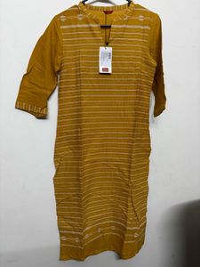Mustard Yellow Striped Kurta