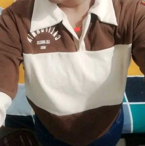 Brown &amp; Beige Color Korean Crop Top