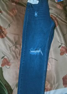 Stylish Ripped Blue Denim Jeans